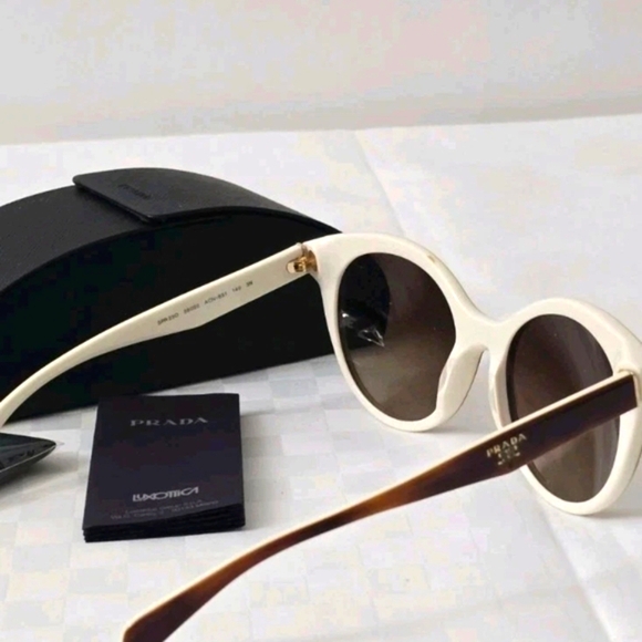 NWT Prada Sunglasses Women\'s Cat Eye White Brown SPR 230 NWT $399.00 main image 15